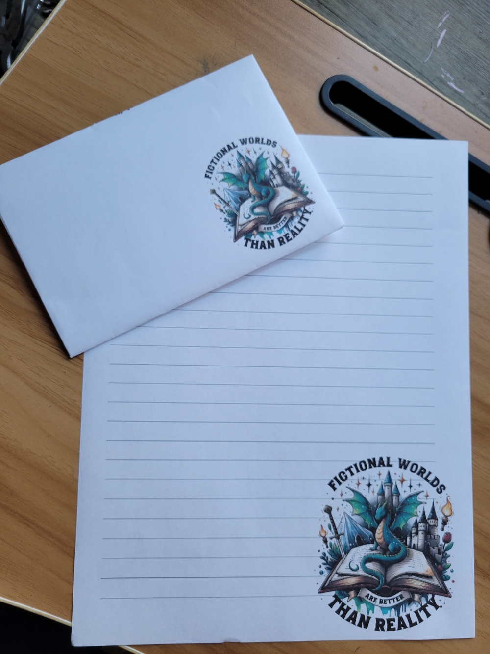 💀NEW💀 24pc Fictional Worlds Lined Writing Set - Teal Dragon Accent